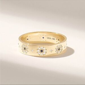 14K Gold Diamond Floral Ring